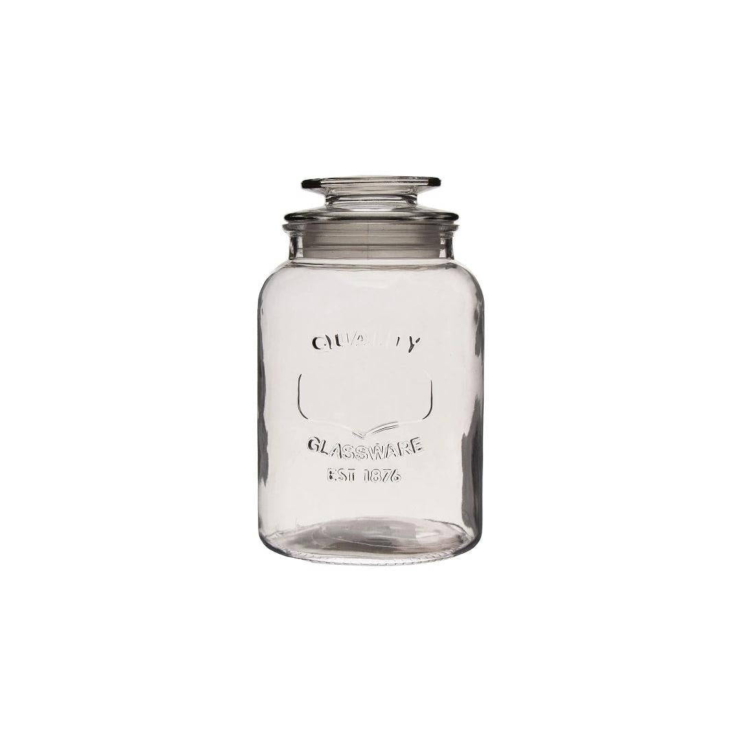 Regent Round Canister 1L Quality Embossed with Glass Lid 11328