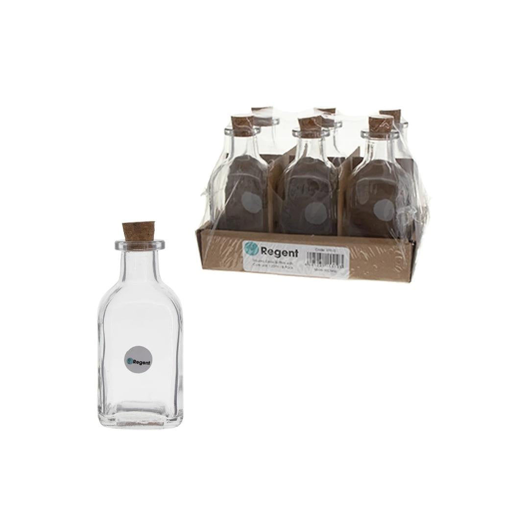 Regent Glass Square Bottle 120ml with Cork Lid 6pack