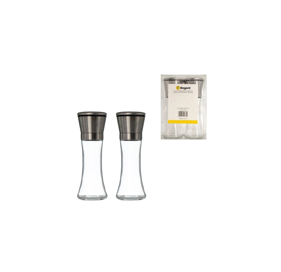 Regent Kitchen Salt and Papper Grinders Stainless Steel and Glass set 21163