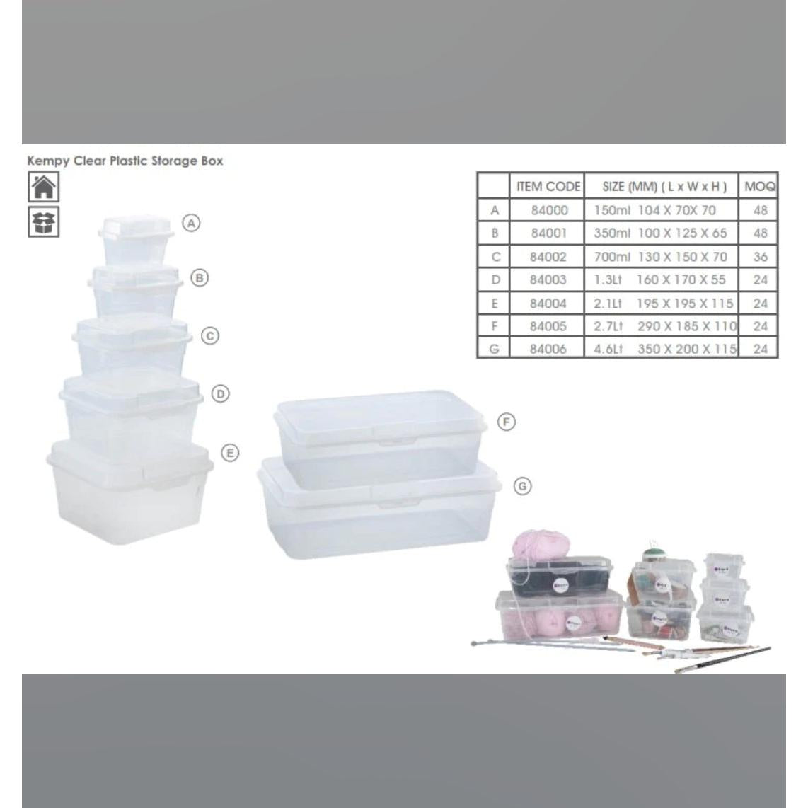 Regent 2.1L Plastic Kempy Storage Utility Container Box Clear 84004