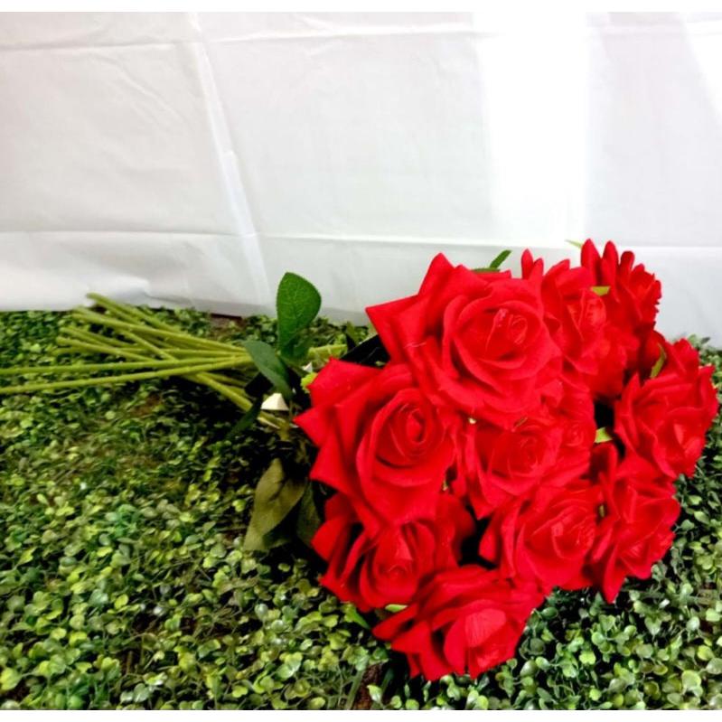 Artificial Single Red Rose 9x60cm 1pc
