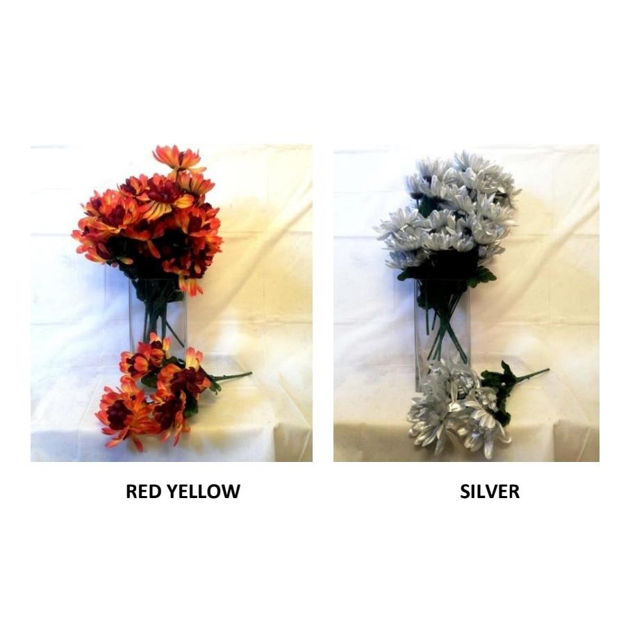 Artificial Bush Flower for Mum 7-Head Bouquet