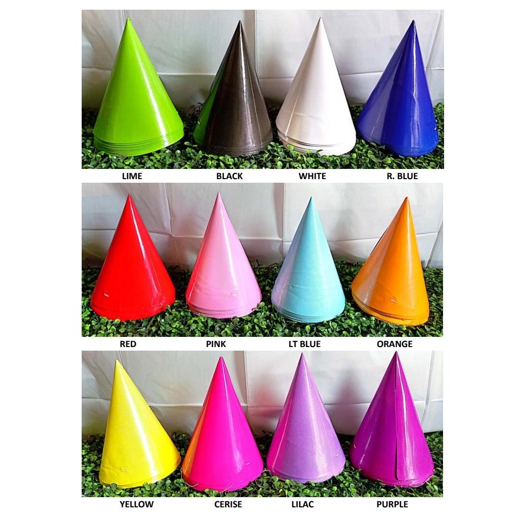 Paper Party Hat 20cm Solid Colur 10pack