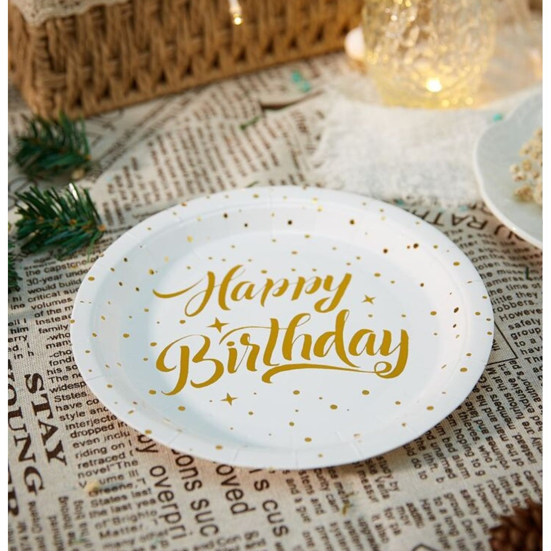 Disposable Party Paper Plate 9inch Happy Birthday 10pc