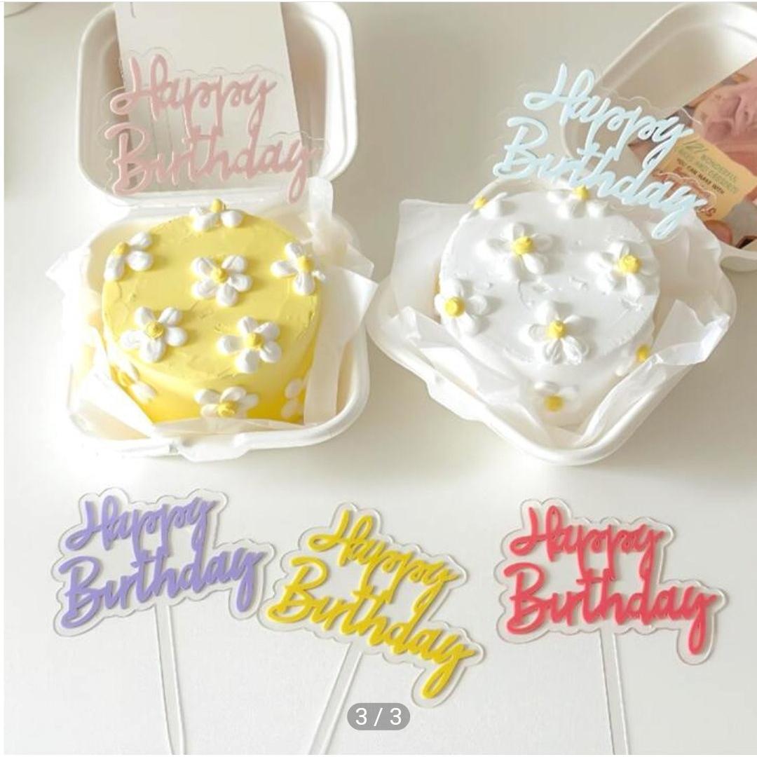 Acrylic Clear Cake Topper Blue Happy Birthday