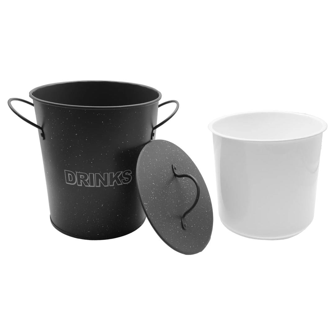 Bar Butler Ice Bucket Grey Handles & Lid with White Plastic Liner Mottled White 3L