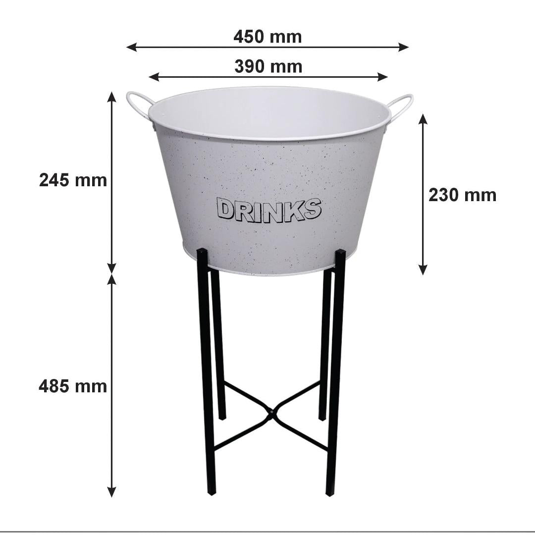 Bar Butler Beverage Ice Bucket White with Handles & Mottled Black On Black Stand