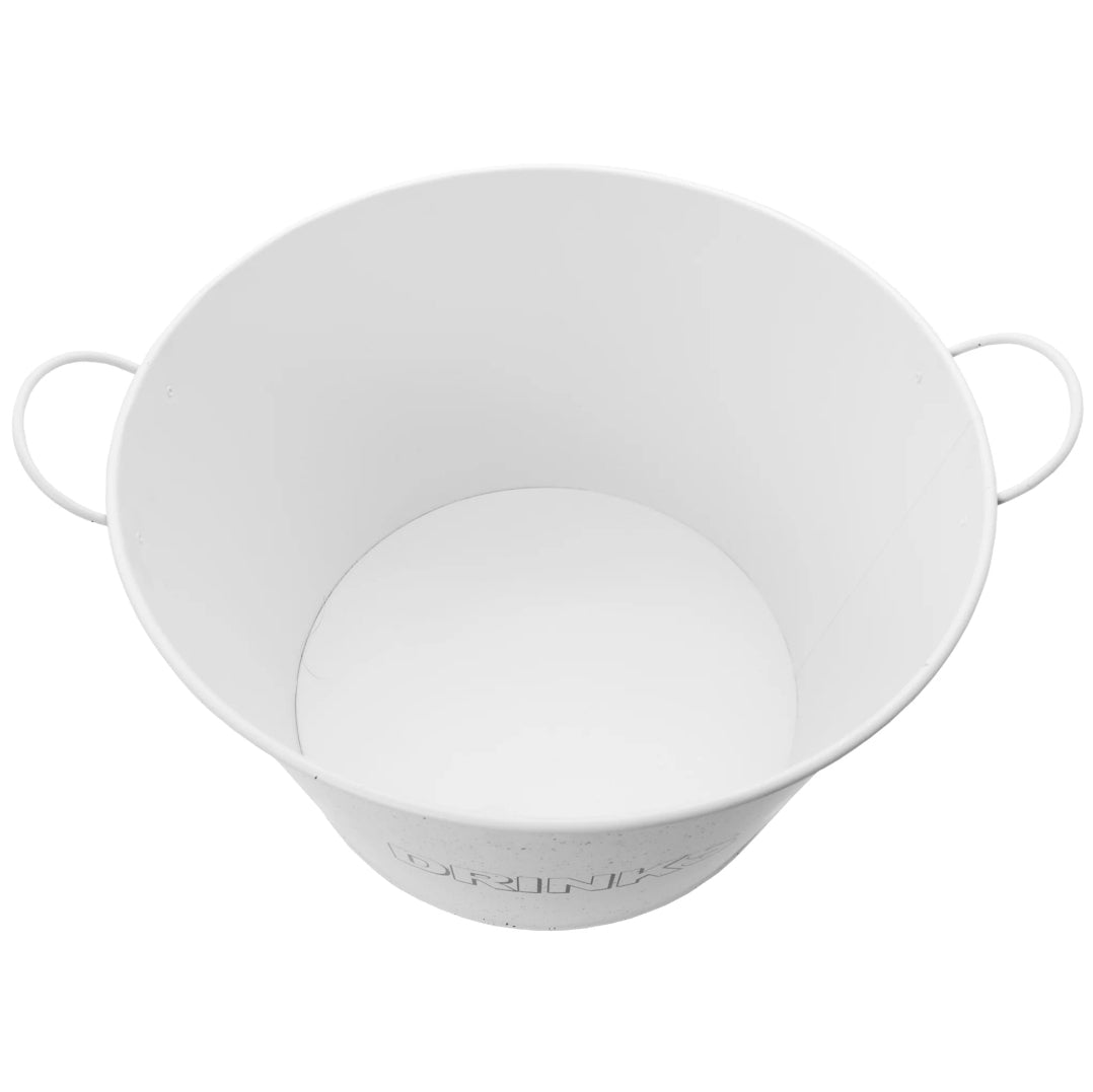 Bar Butler Beverage Ice Bucket White with Handles & Mottled Black On Black Stand