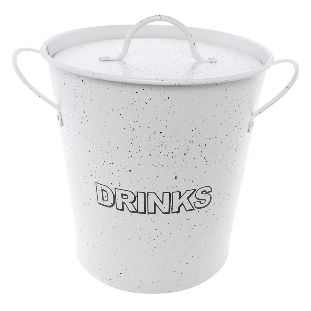 Bar Butler Ice Bucket White with Handles & Plastic Liner and Lid Mottled Black 3L