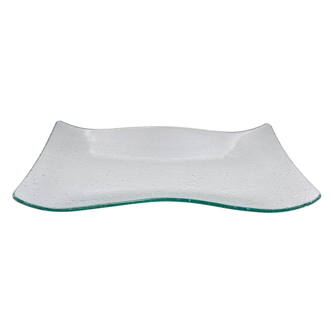 Regent Wavy Rectangular Platter Bubble Glass Medium