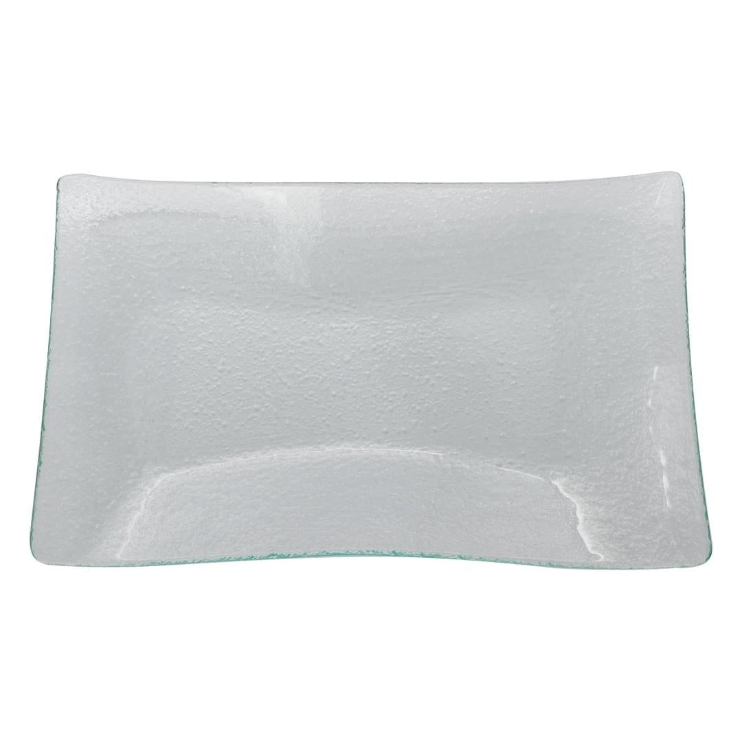Regent Wavy Rectangular Platter Bubble Glass Medium