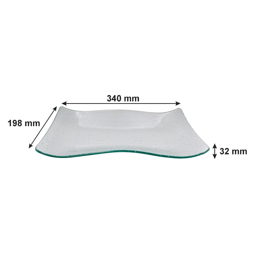 Regent Wavy Rectangular Platter Bubble Glass Medium