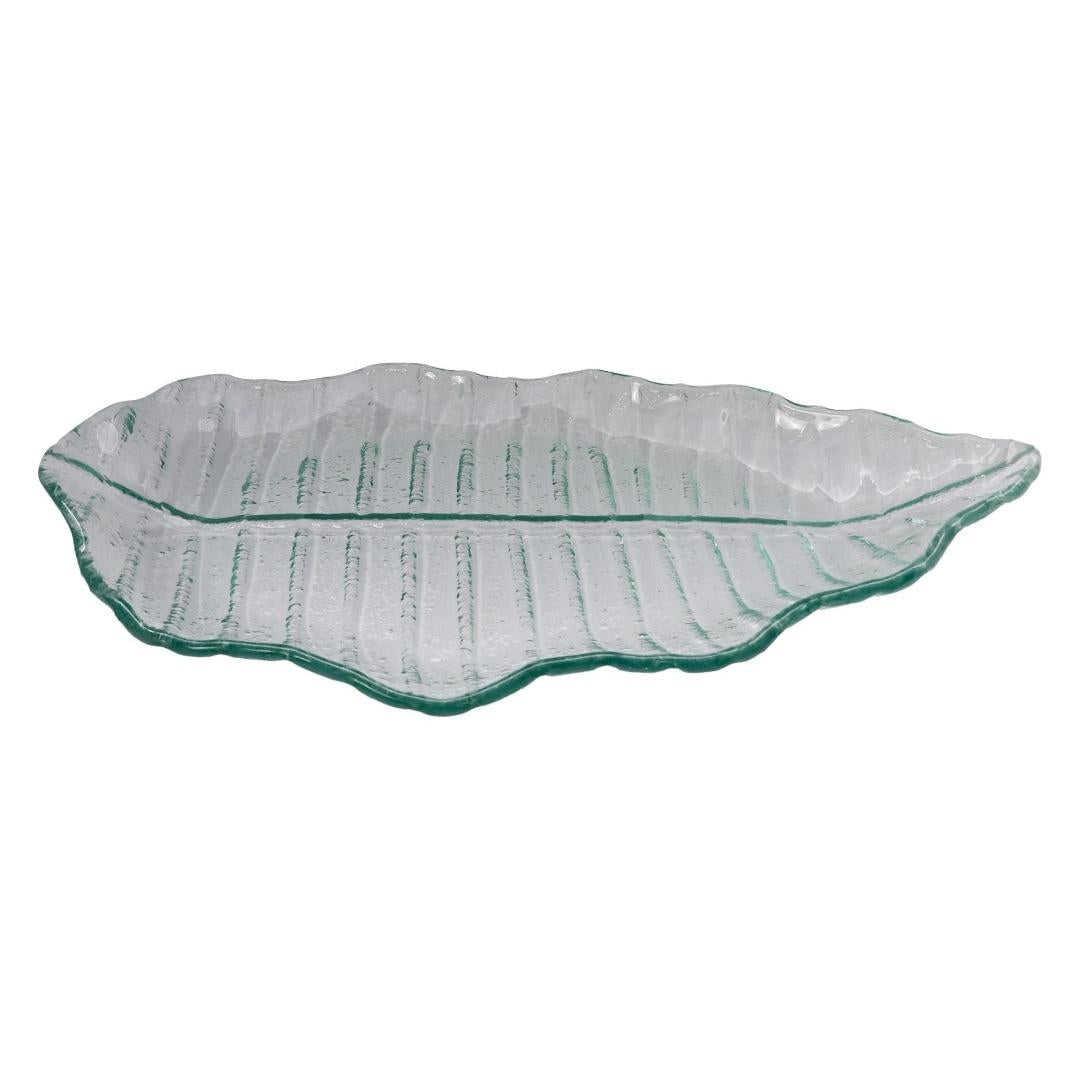 Regent Leaf Platter Bubble Glass Medium