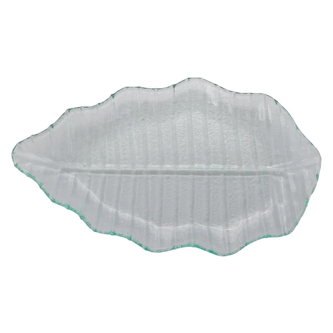 Regent Leaf Platter Bubble Glass Medium