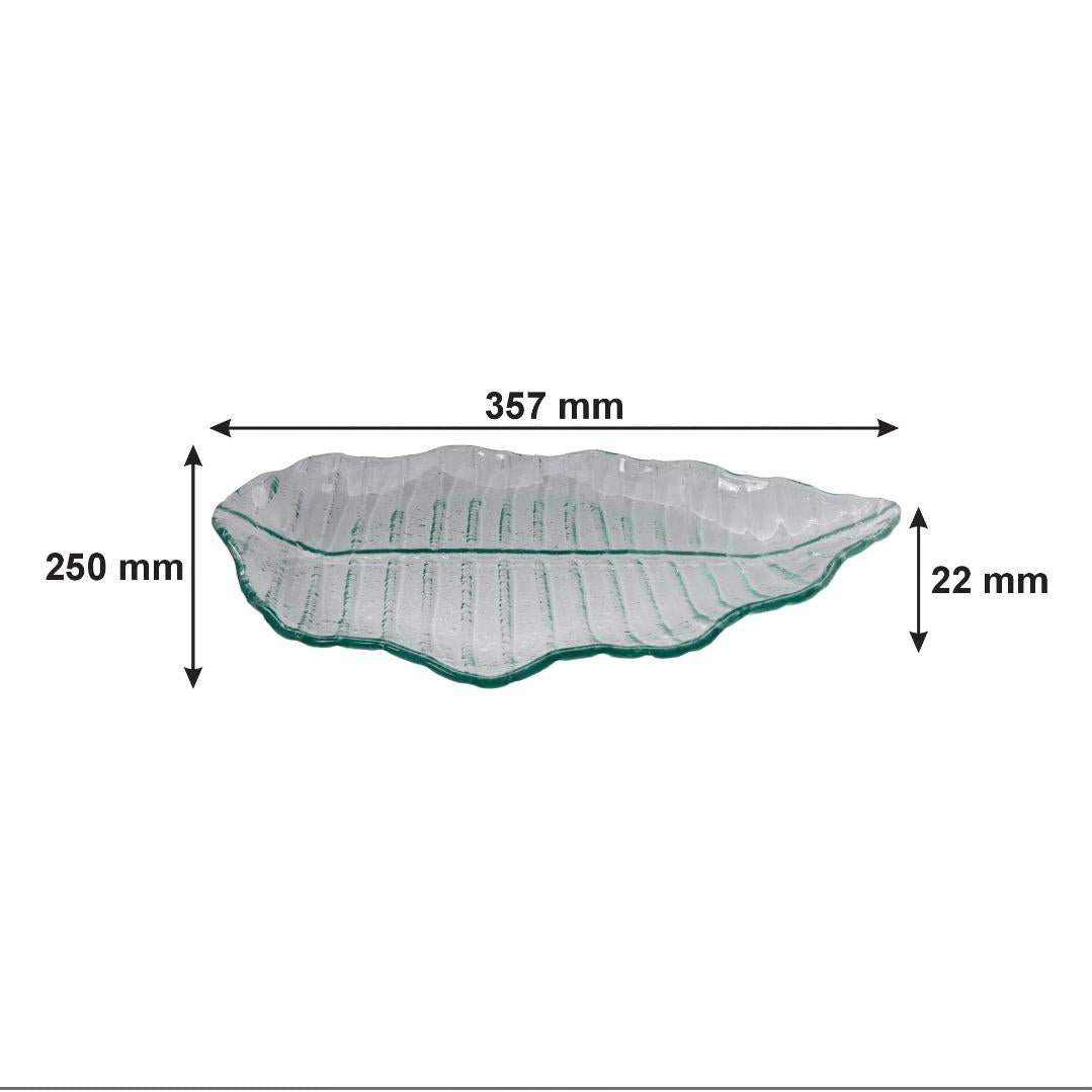 Regent Leaf Platter Bubble Glass Medium