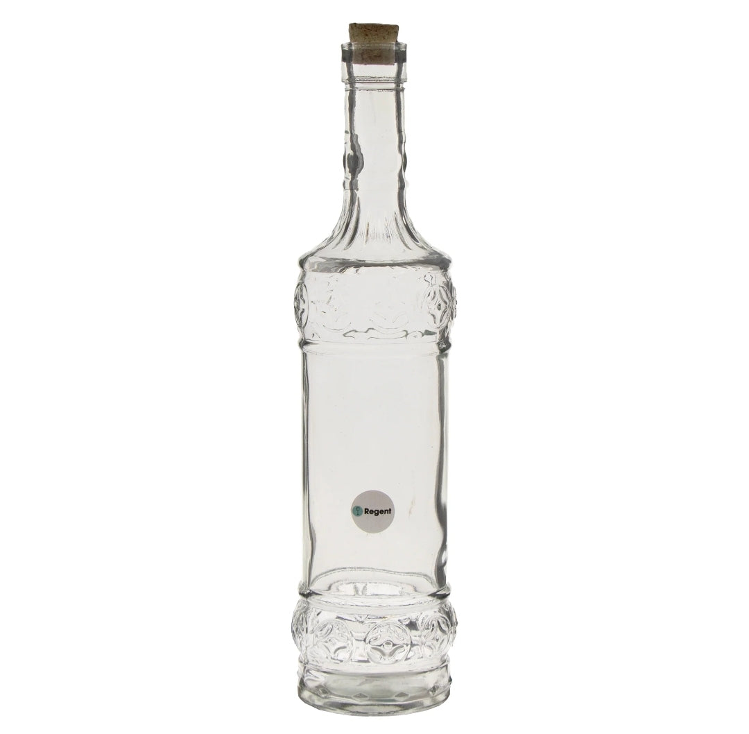 Regent Glass Vintage Style Deco Embossed Bottle 1L with Cork Lid 26137