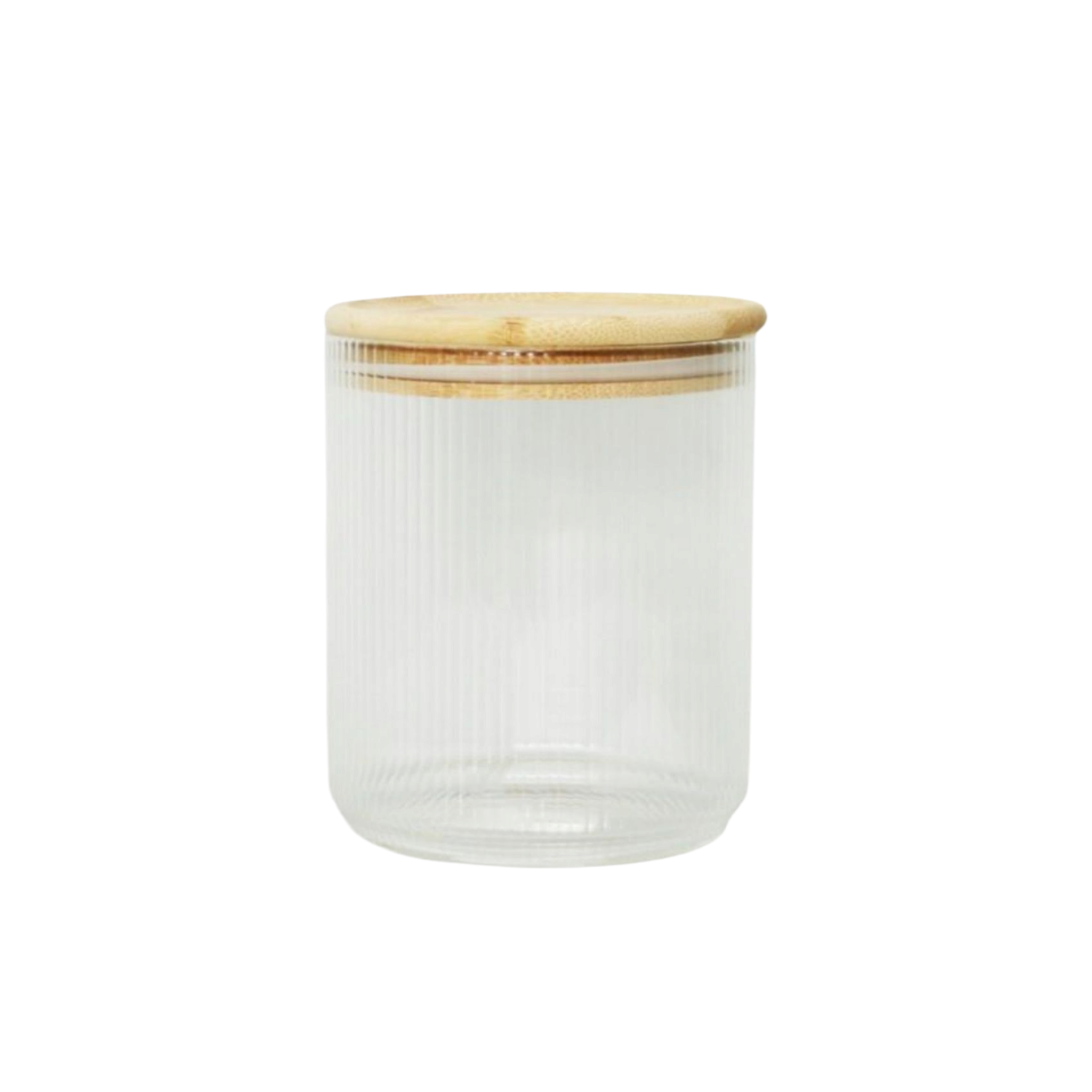 Aqua Ribbed Canister Glass 1L with Bamboo Lid