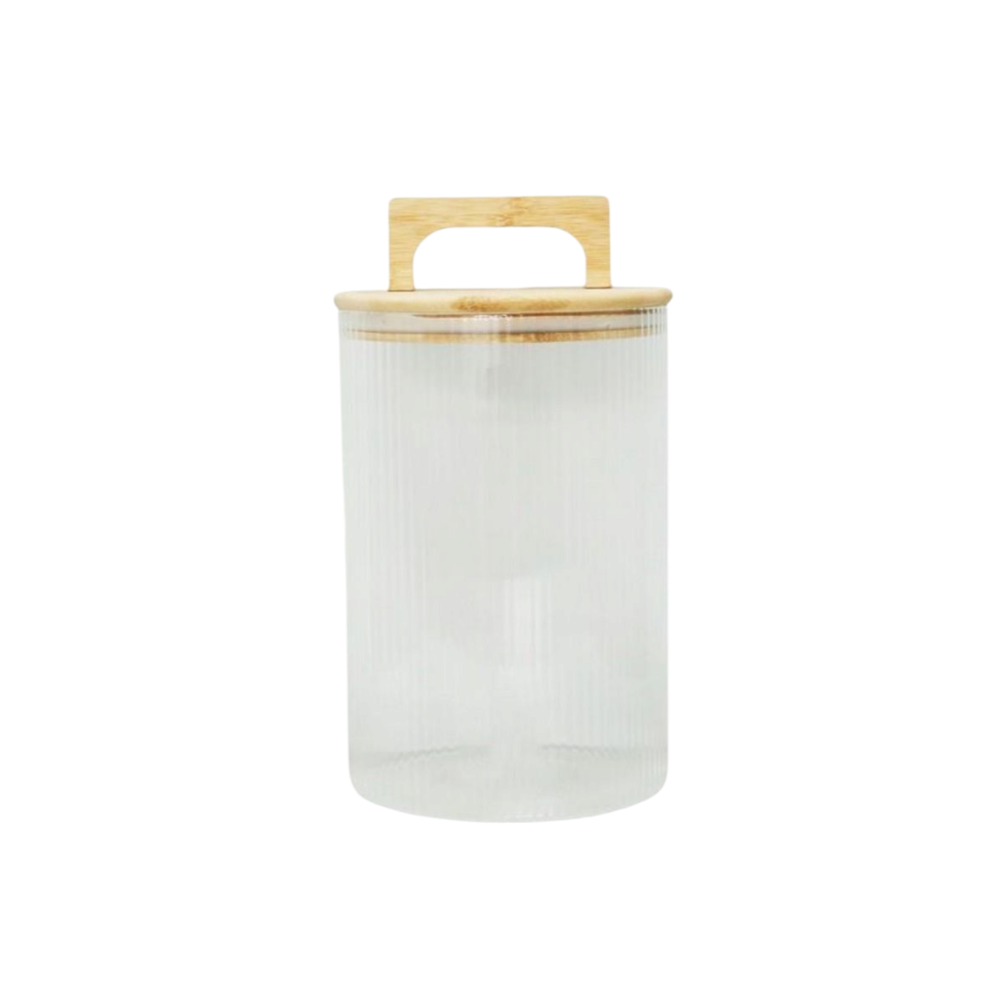 Aqua Ribbed Canister Glass 3.5L with Carry Bamboo Lid