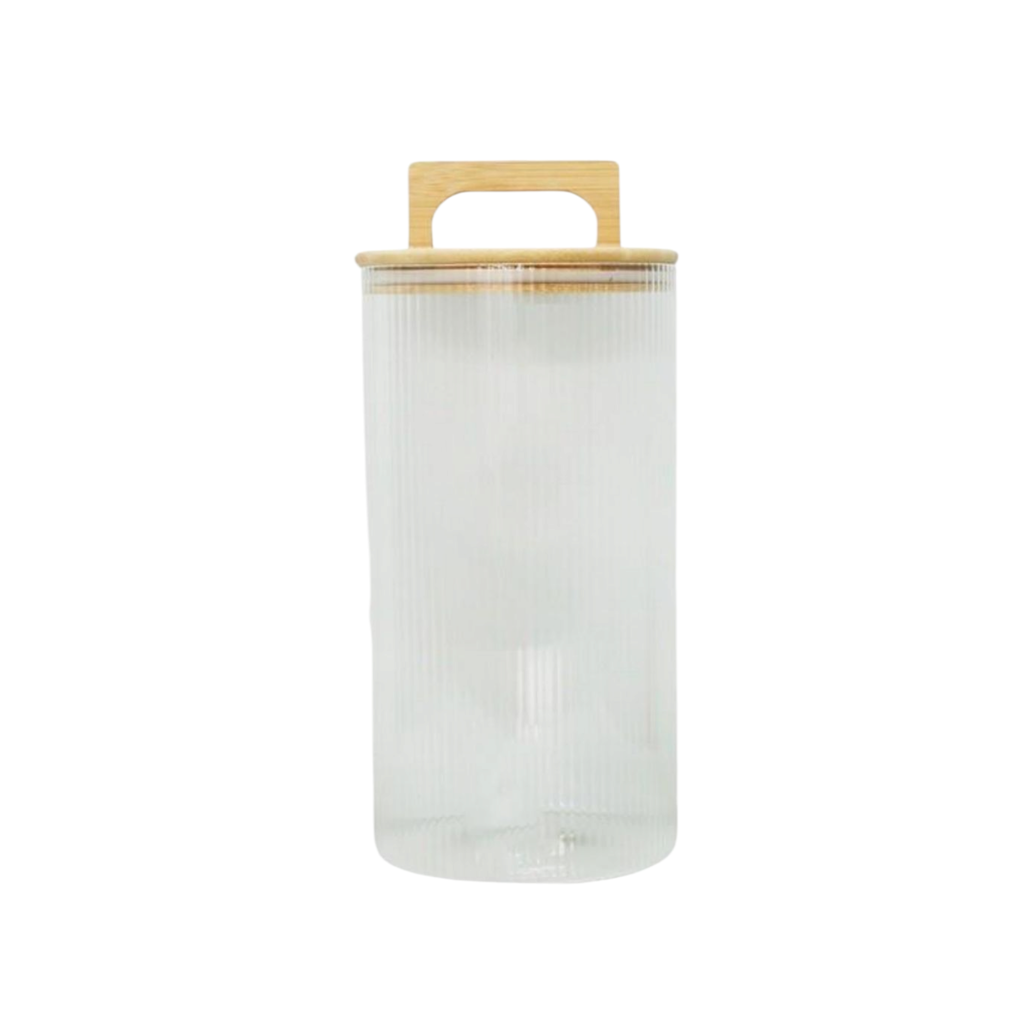 Aqua Ribbed Canister Glass 4.5L with Bamboo Lid