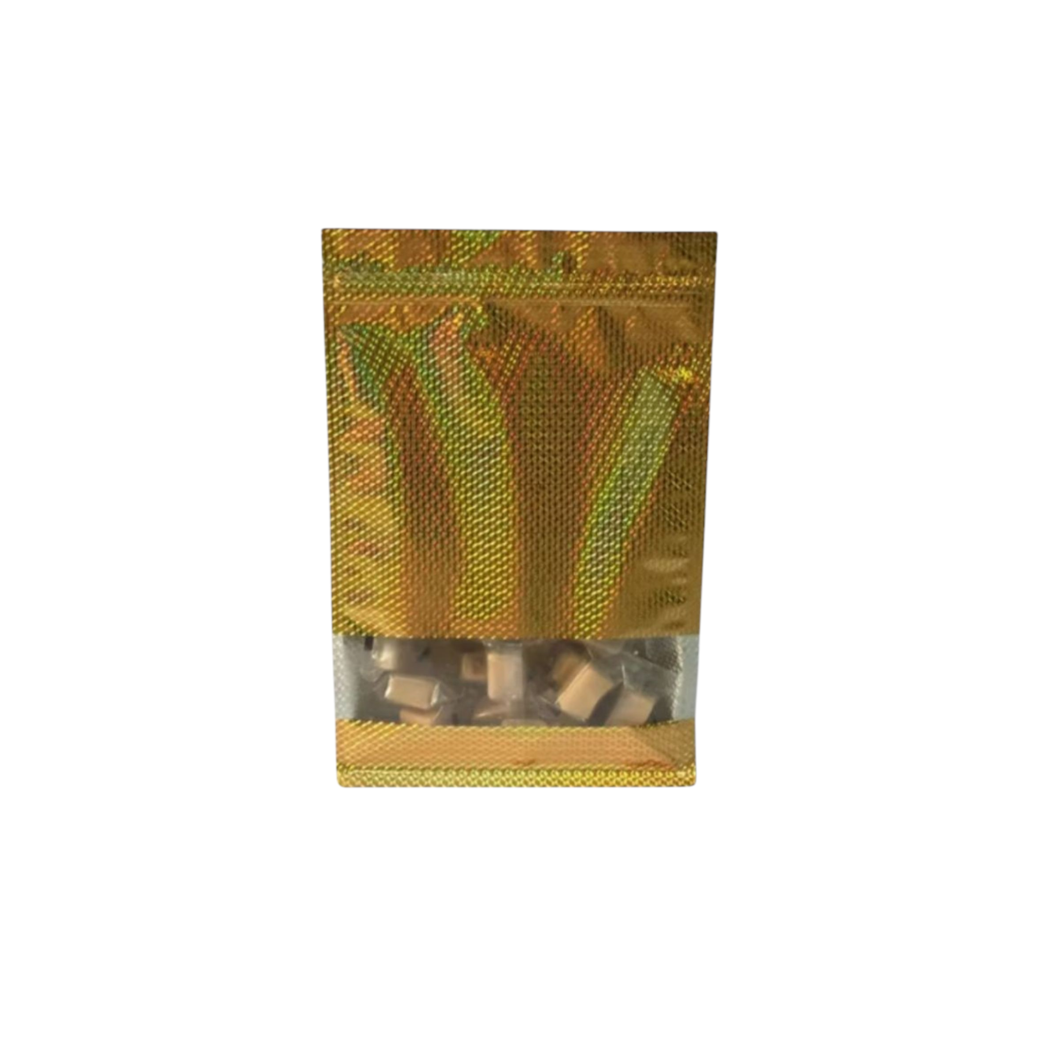 Aluminium Holographic Metalized Zip Lock Resealable Foil Stand-up with Window 10pack