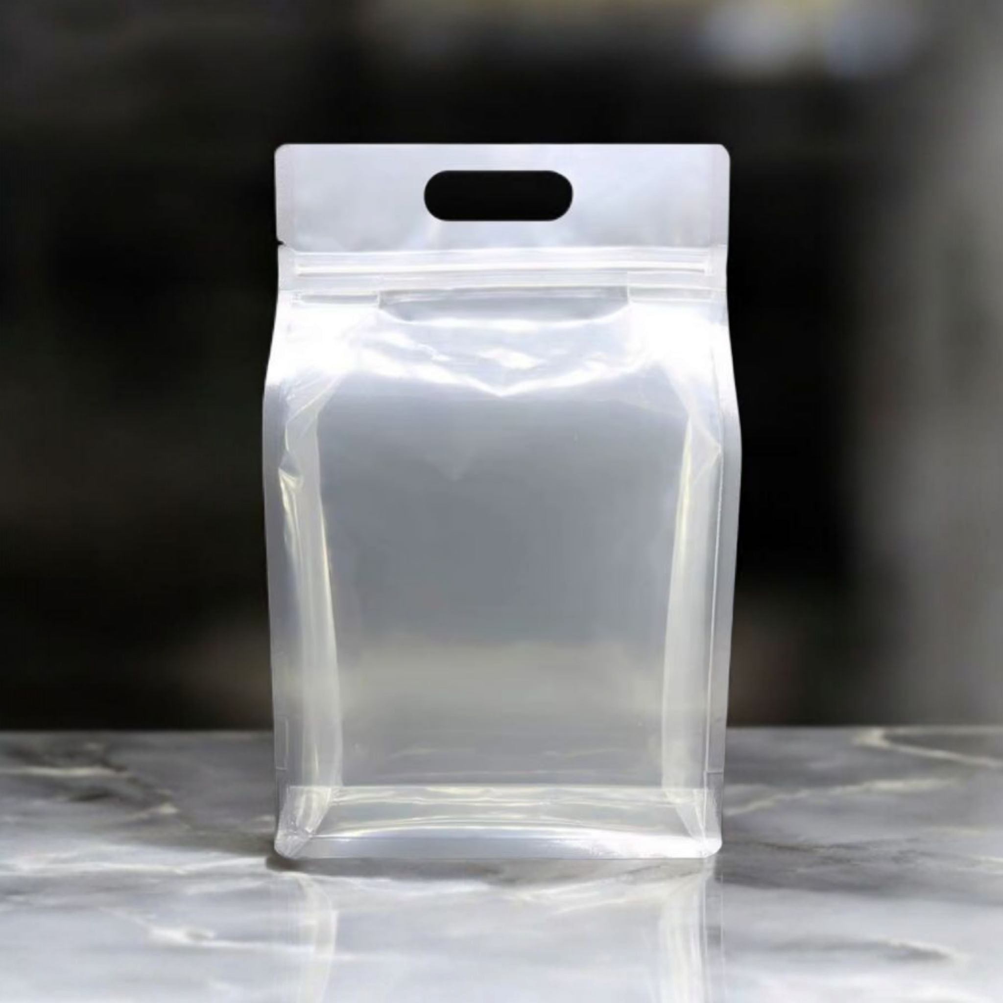 Food Grade Laminated Zip Lock Stand-Up Carry Plastic Bags Frosted with Handle & Flat Bottom 10pack