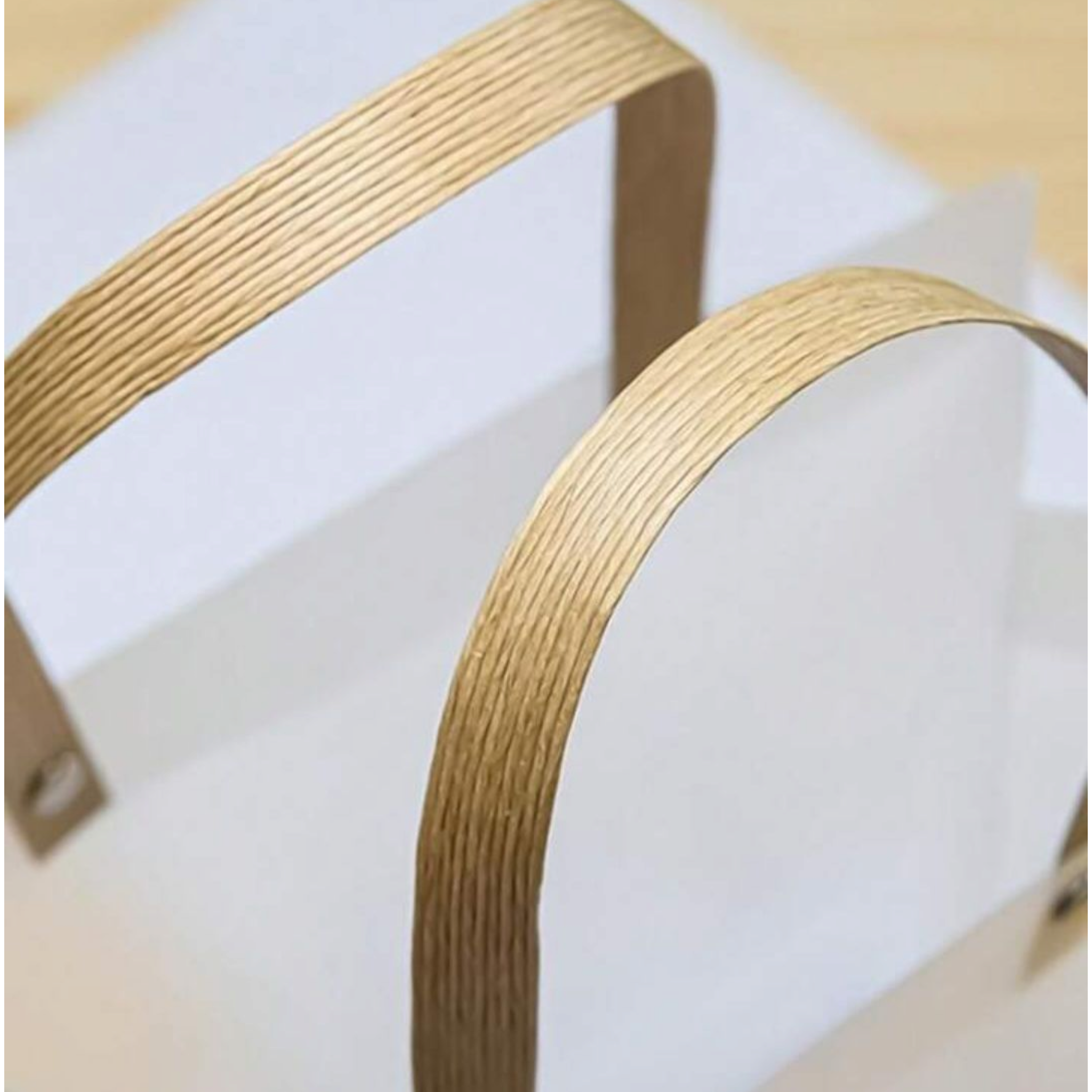 PVC Gift Box Bag Square Frosted with Brown Straw Handle