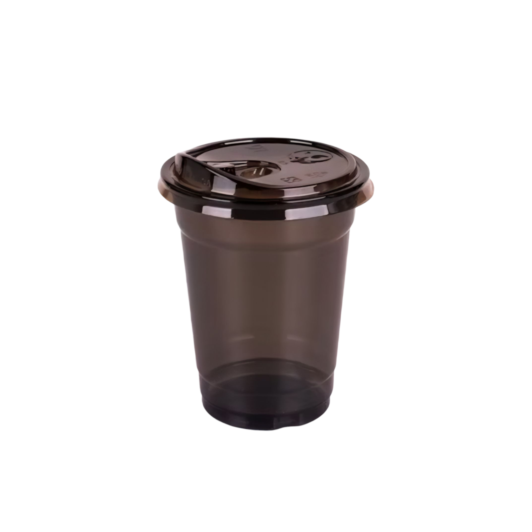 Disposable Sippy Coffee Cup Transparent PLA Black 10x10.5cm with Lid 10pack