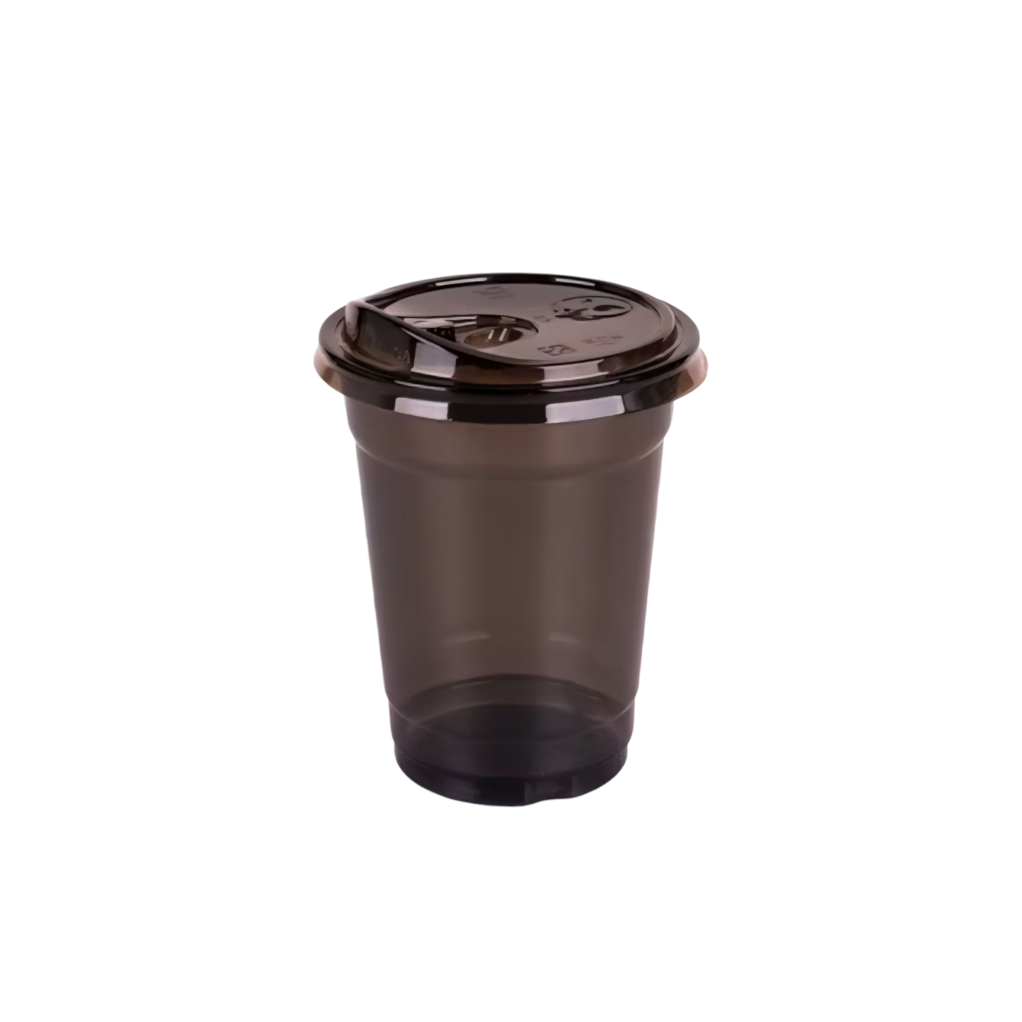Disposable Sippy Coffee Cup Transparent PLA Black 10x10.5cm with Lid 10pack