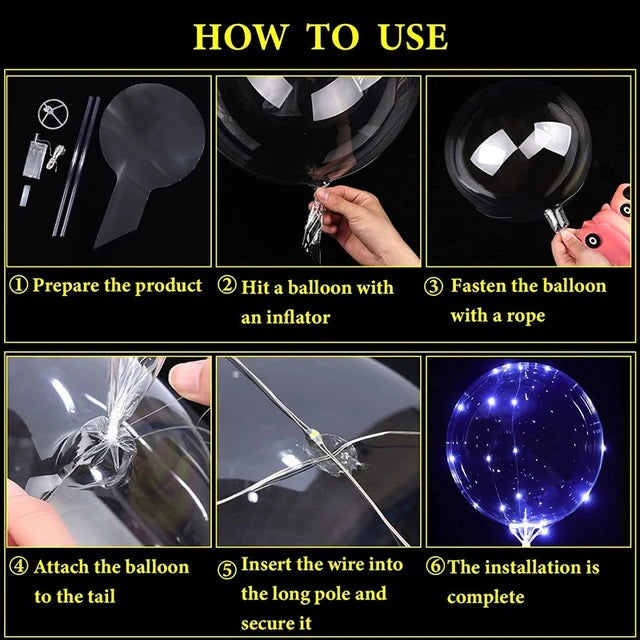 Bobo Balloon Stick with Battery Light 40cm 1pc Set