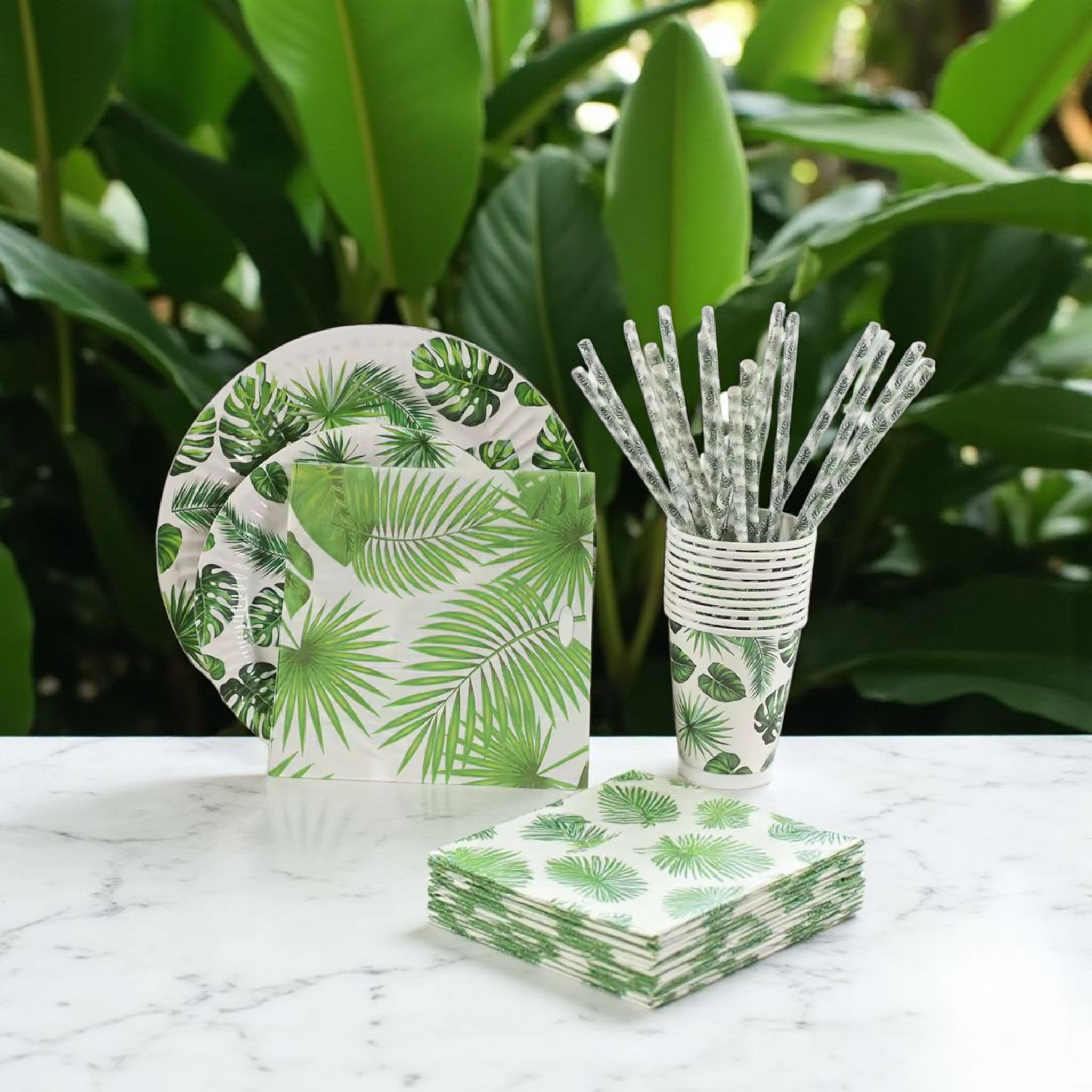 Disposable Party - Leaf Patterned