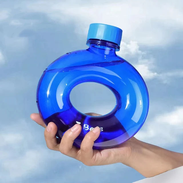 Sports Water Bottle Annular 500ml - Donut Shaped O-Ring 17x16cm Drop Resistant with Strap