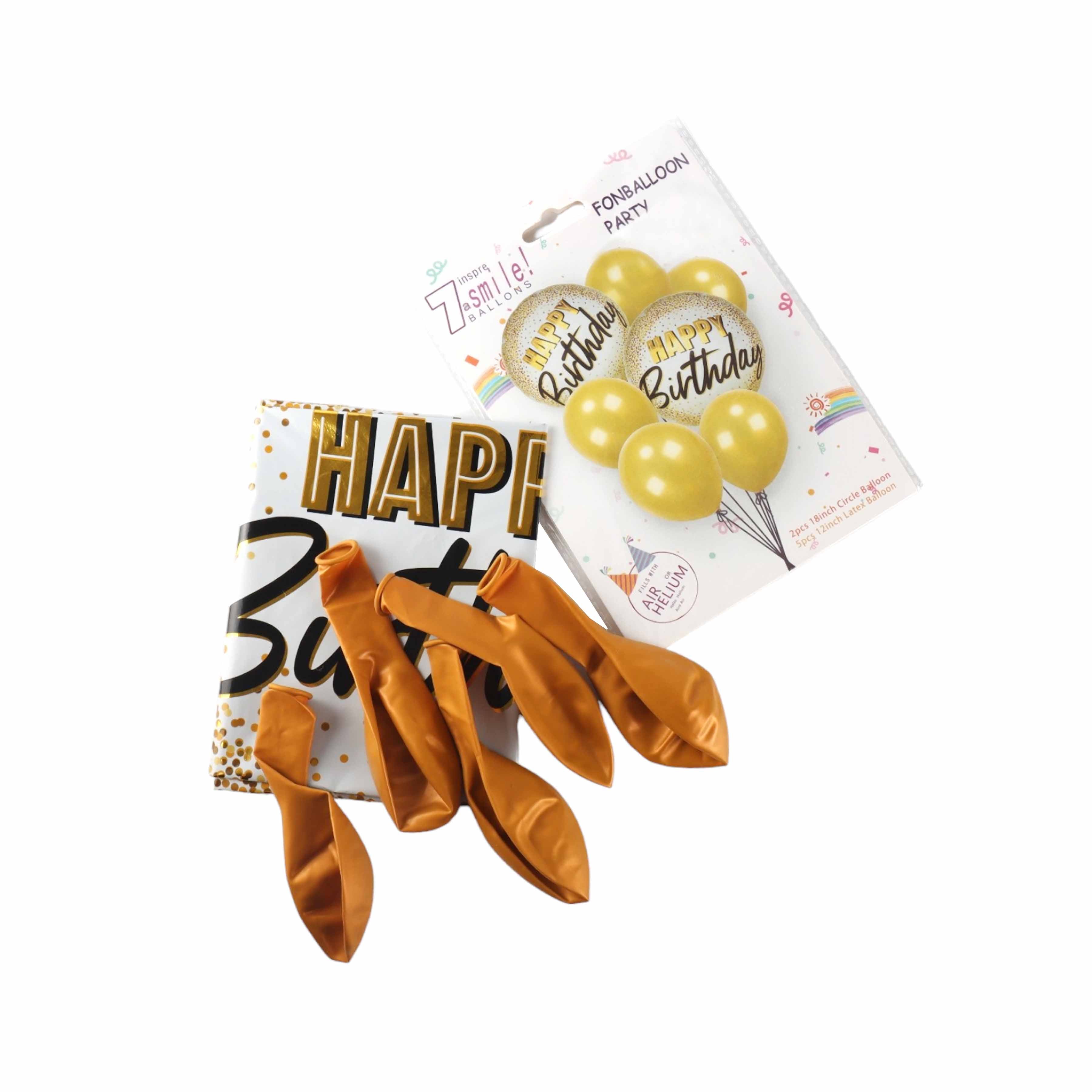 Happy Birthday Printed Gold Balloon 7pcs Set