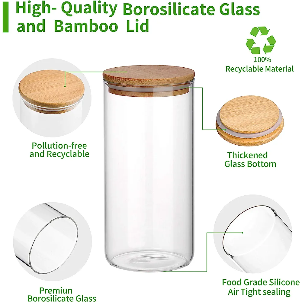 Storage Canister Borosilicate with Bamboo Lid 800ml