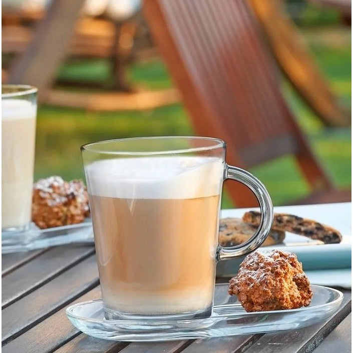 Pasabahce Tribecca Café Latte Mug 400ml with Plate 2pc Set 23581