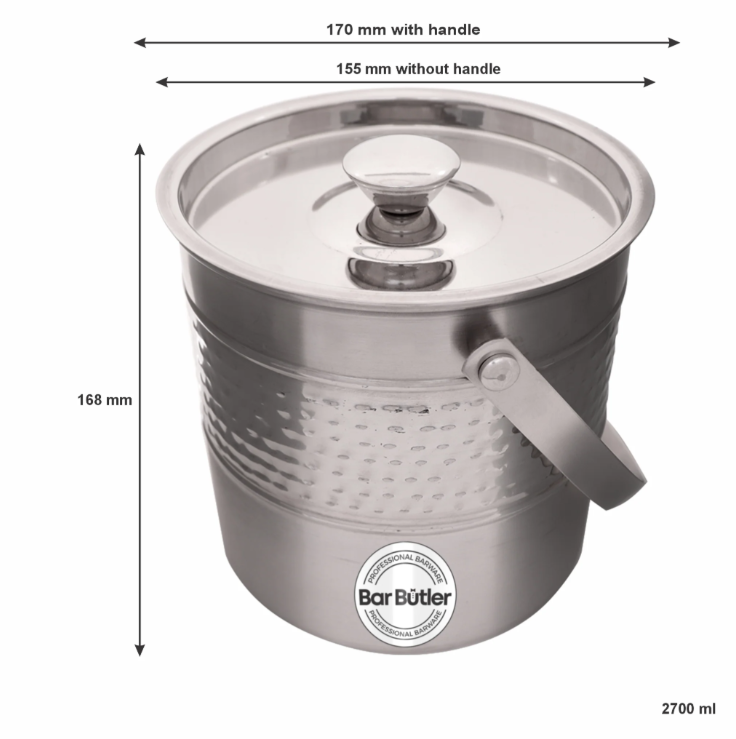 2.7L Bar Butler Ice Bucket Hammered with Lid Punchbowl