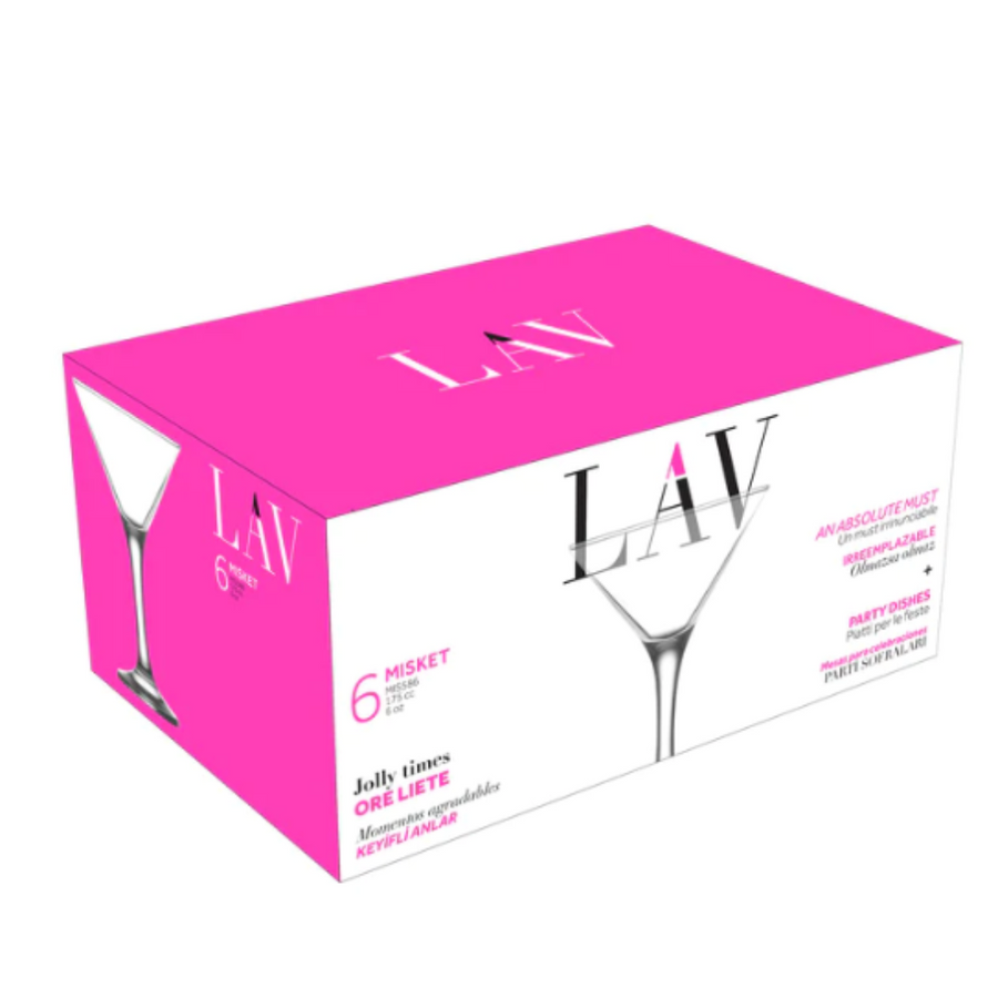LAV Glass Tumbler 175ml Stemmed Martini 6pack SGN1363