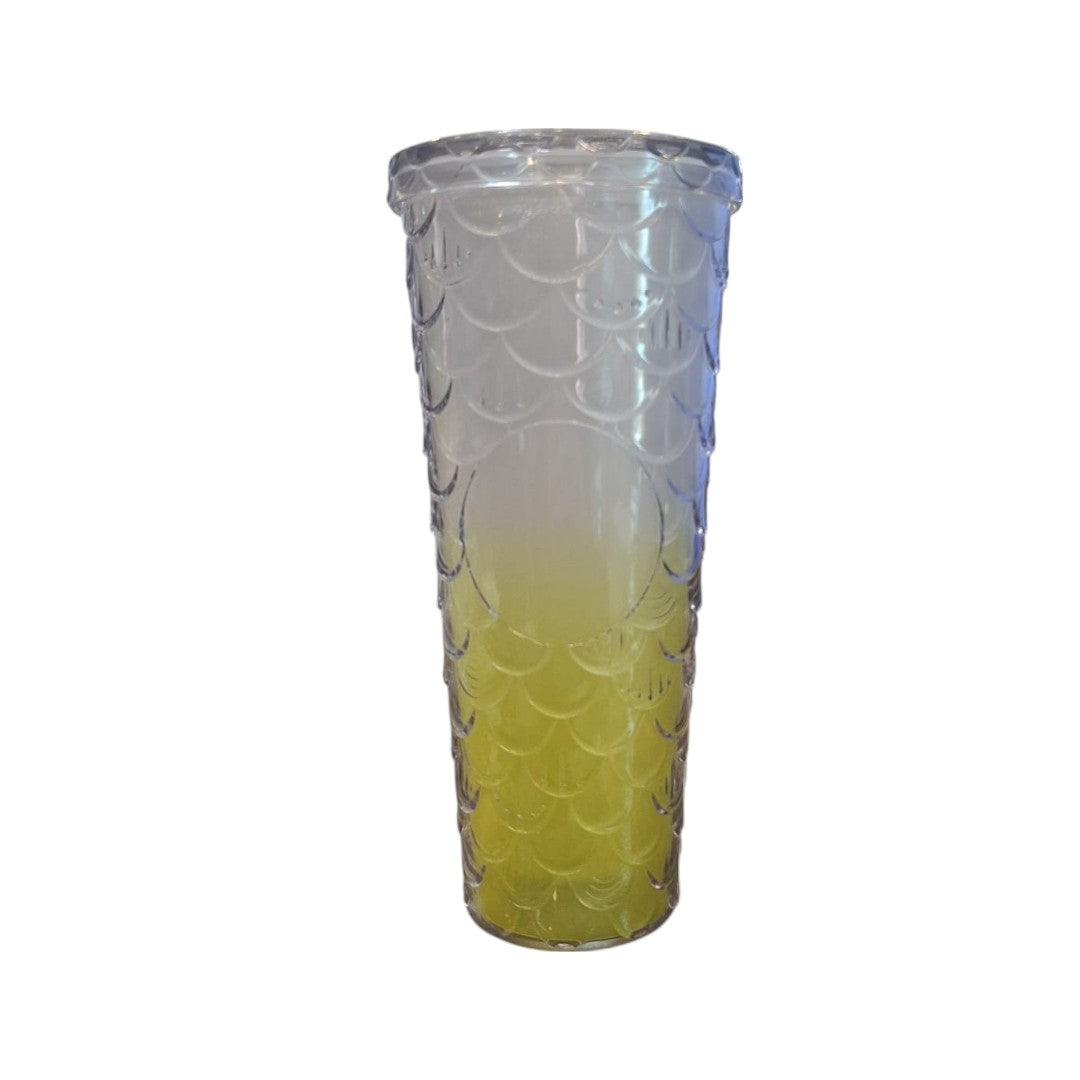 710ml Acrylic Drinking Tumbler Gradient-Coloured Fish Scale Patterned Sippy Cup 23x10.5cm