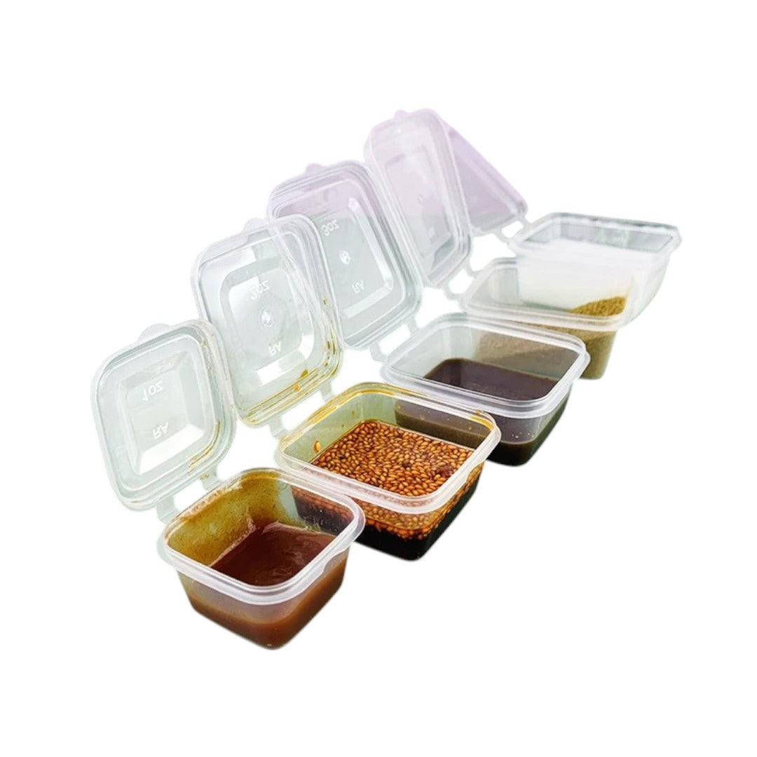 Disposable PP Takeaway Sauce Tubs Square - Plastic Dipping Container with Lid 10pack