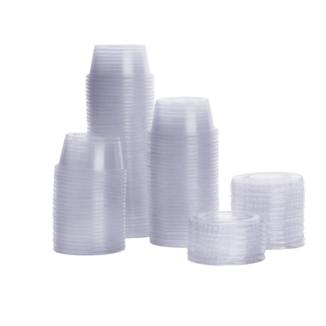 Disposable PP Takeaway Sauce Tubs Round - Plastic Dipping Container with Lid 100pack