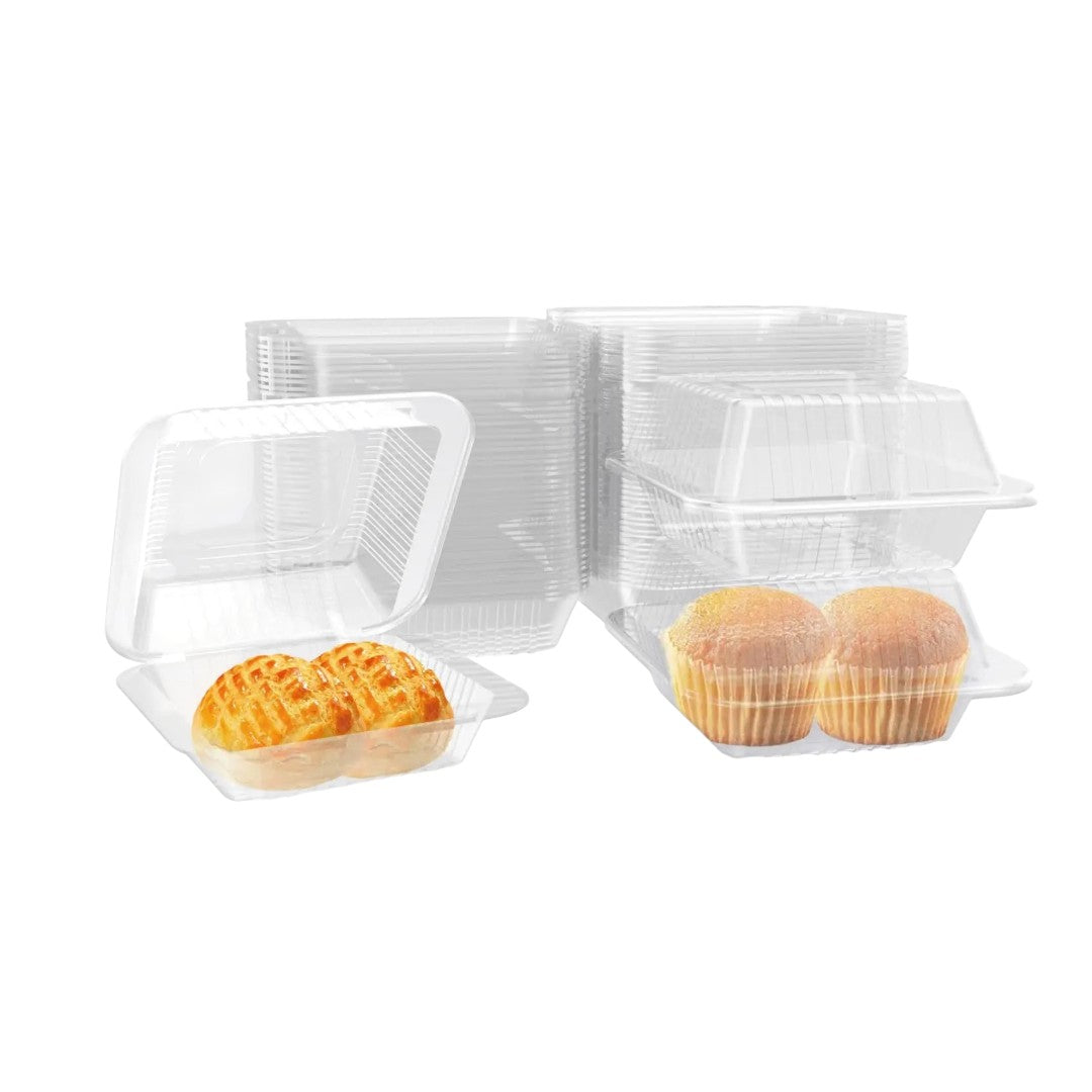 Disposable Takeaway Food Clamshell Storage Container 11x10cm - Hinged Flip Lid 10pack