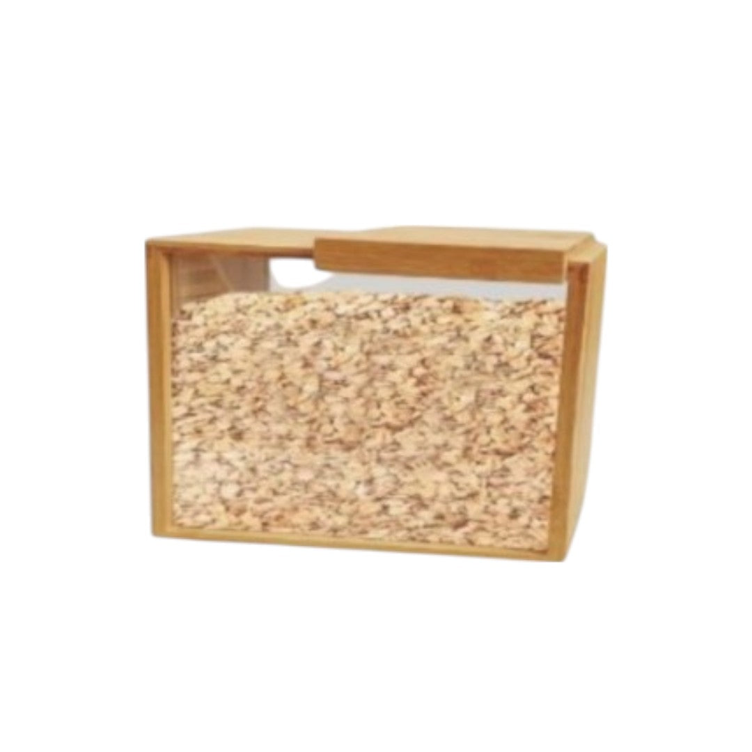 Square Portable Reusable Clear Food Bamboo Kitchen Organizer Container