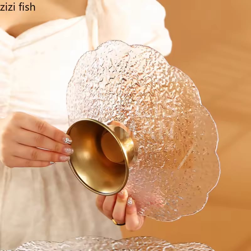 High Foot Embossed Glass Fruit Plater