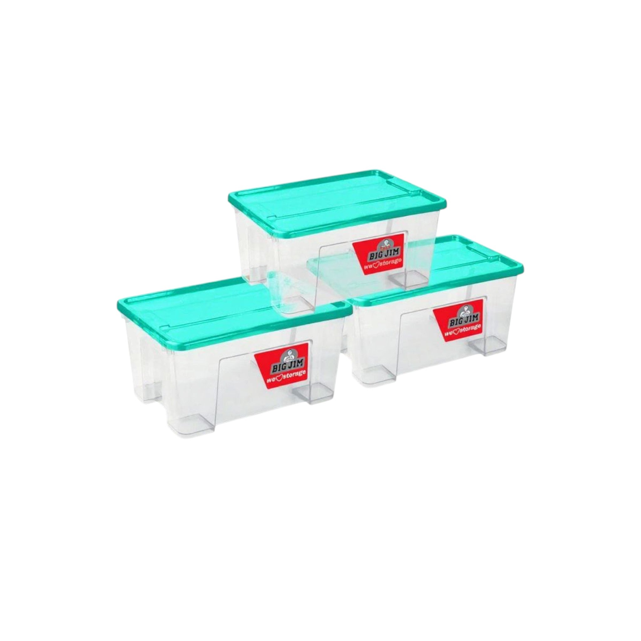 Big Jim 13L Plastic Storage Box 3pc Set Utility Container Alpha Turquoise JO0590TQ