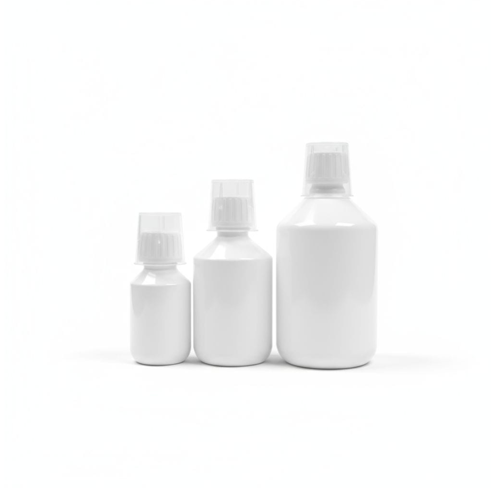 Medical-Cosmetic Bottle High-Neck with Lid & Clear Overcap - Pharmaceutical Container Bottle Round White