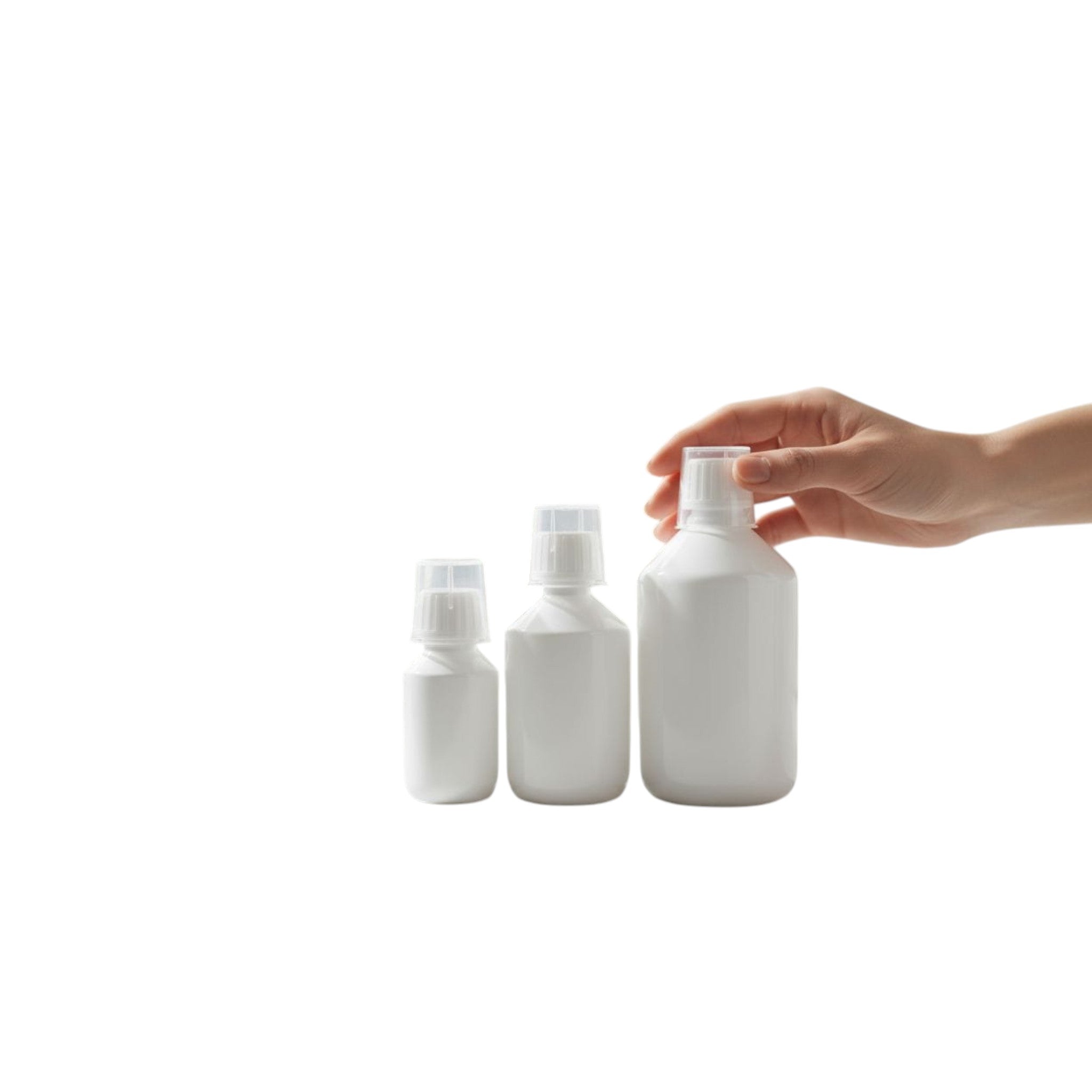 Medical-Cosmetic Bottle High-Neck with Lid & Clear Overcap - Pharmaceutical Container Bottle Round White
