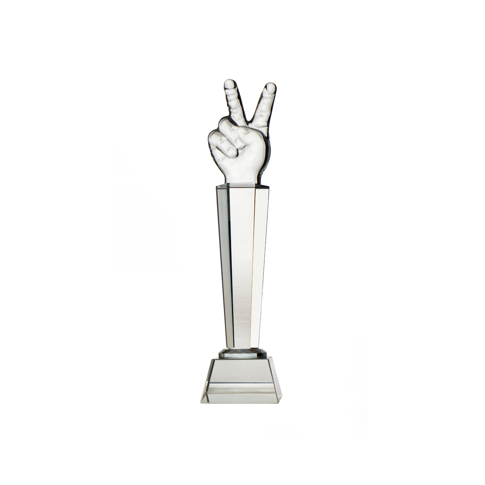 Glass Trophy Peace Sign 25cm DL-020