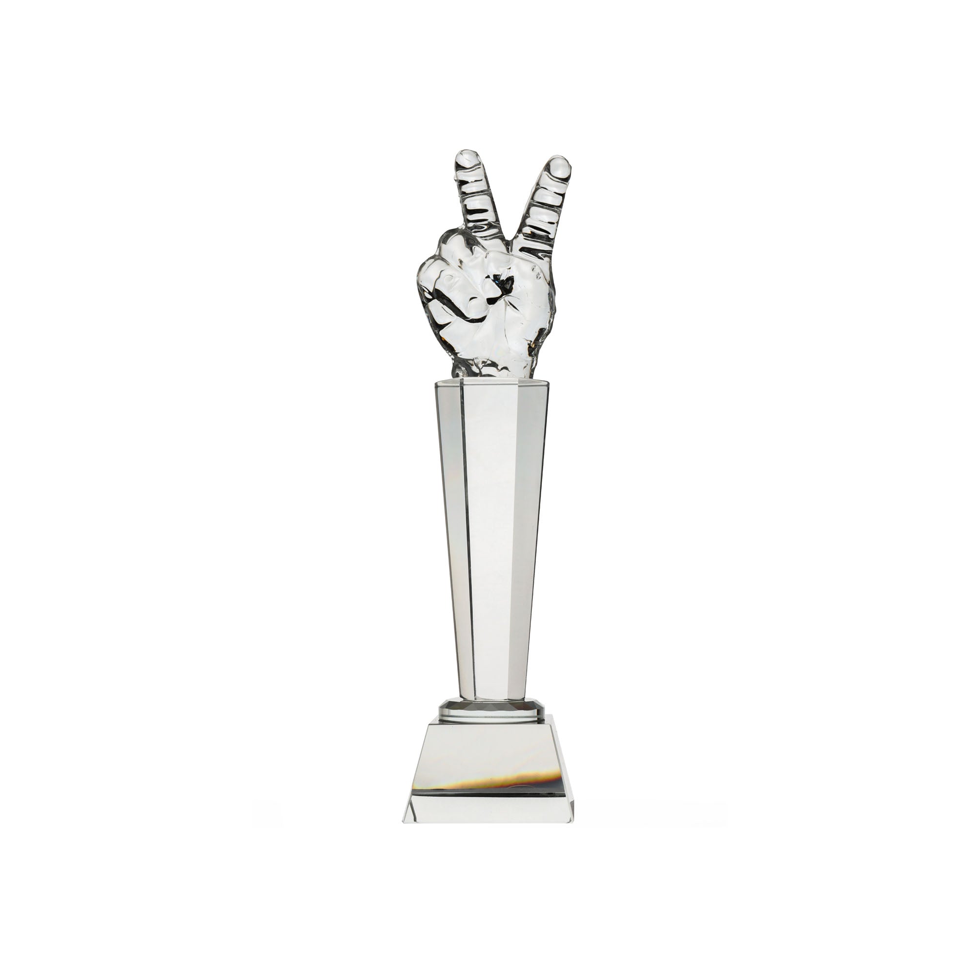 Glass Trophy Peace Sign 23cm DL-020