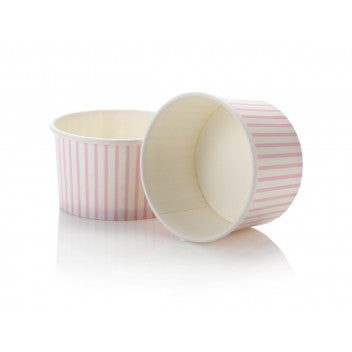 Ice Cream Paper Cups 120ml Baby Pink Stripes Vintage Tubs 10pack