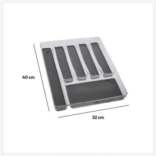 Acrylic Cutlery Holder 6-Compartment Divison Non Slip