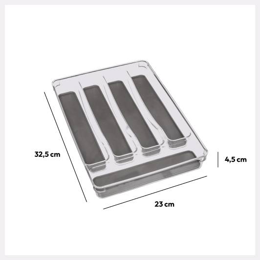 Acrylic Cutlery Holder 5-Compartment Division Non Slip